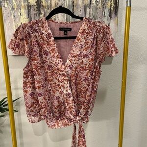 Banana Republic Floral Wrap Blouse - Pink and Purple